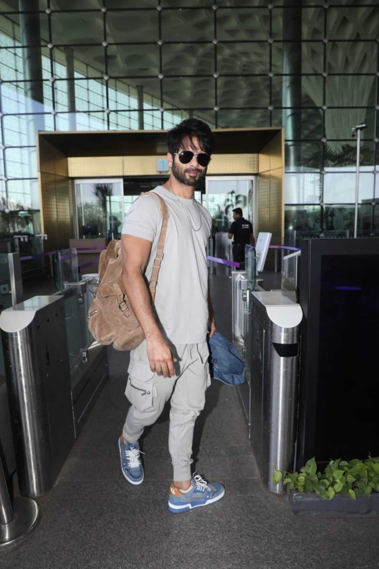 Shahid Kapoor was spotted at the airport on Sunday morning as he headed out of the city.